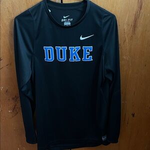 Nike Black Long Sleeve Dri-FIT Shirt with Blue DUKE Logo